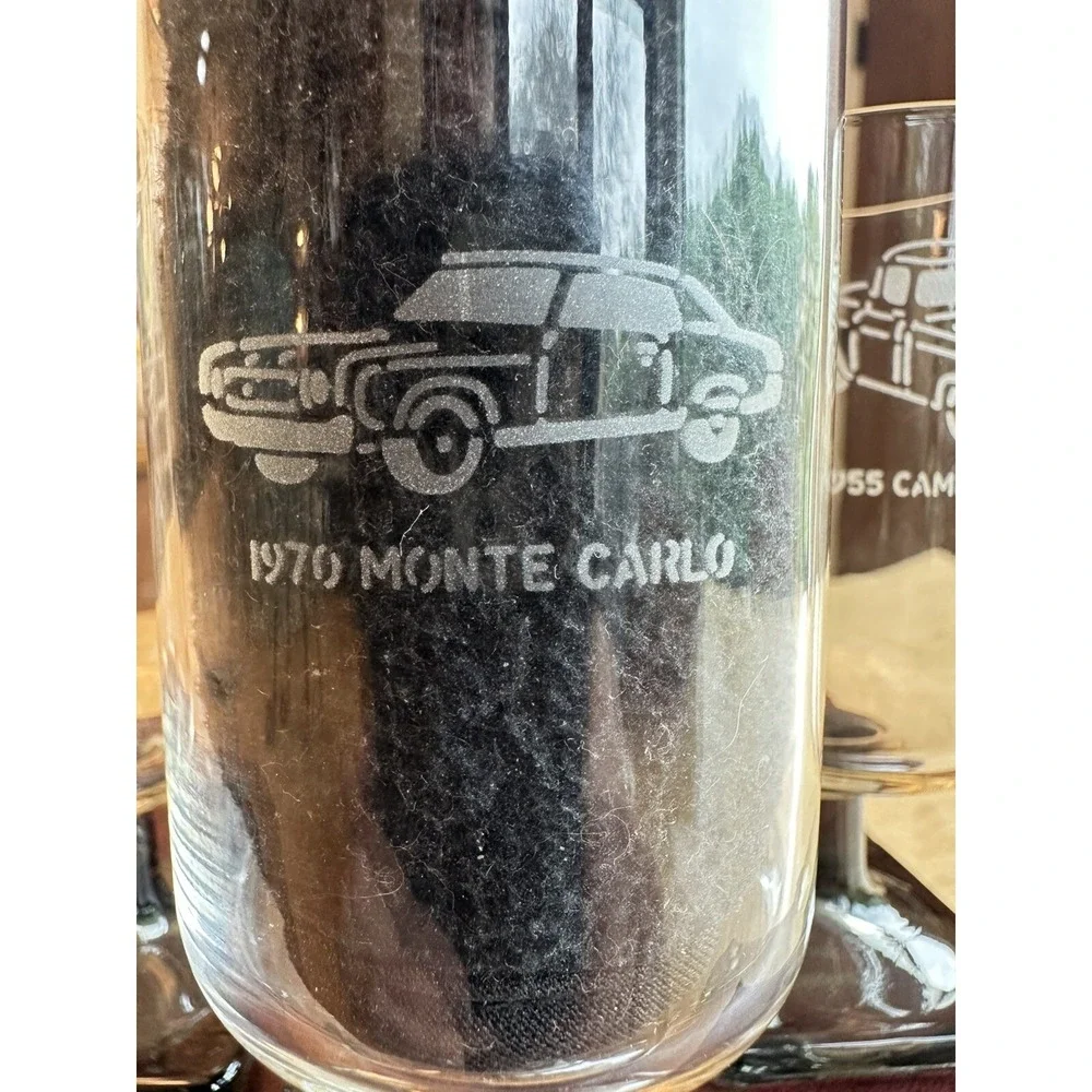 RARE Find VINTAGE Federal Glass Nordic Midnight Pedestal Etched Cars SEE PICS